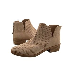 Dolce Vita Womens Perforated Suede Booties‎ Ankle Size 6 Boots Heeled Tan